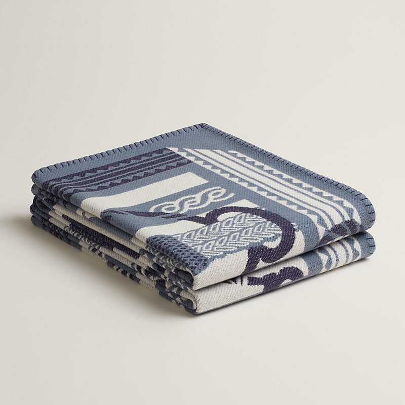 Fantaisie d'Etriers blanket - Blue | Hermès Mainland China